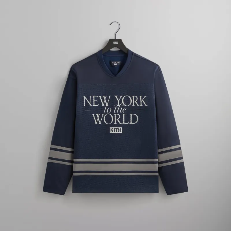 Kith NY to the World Big Apple Malik Long Sleeve Mesh Jersey - Nocturnal sold by Kith