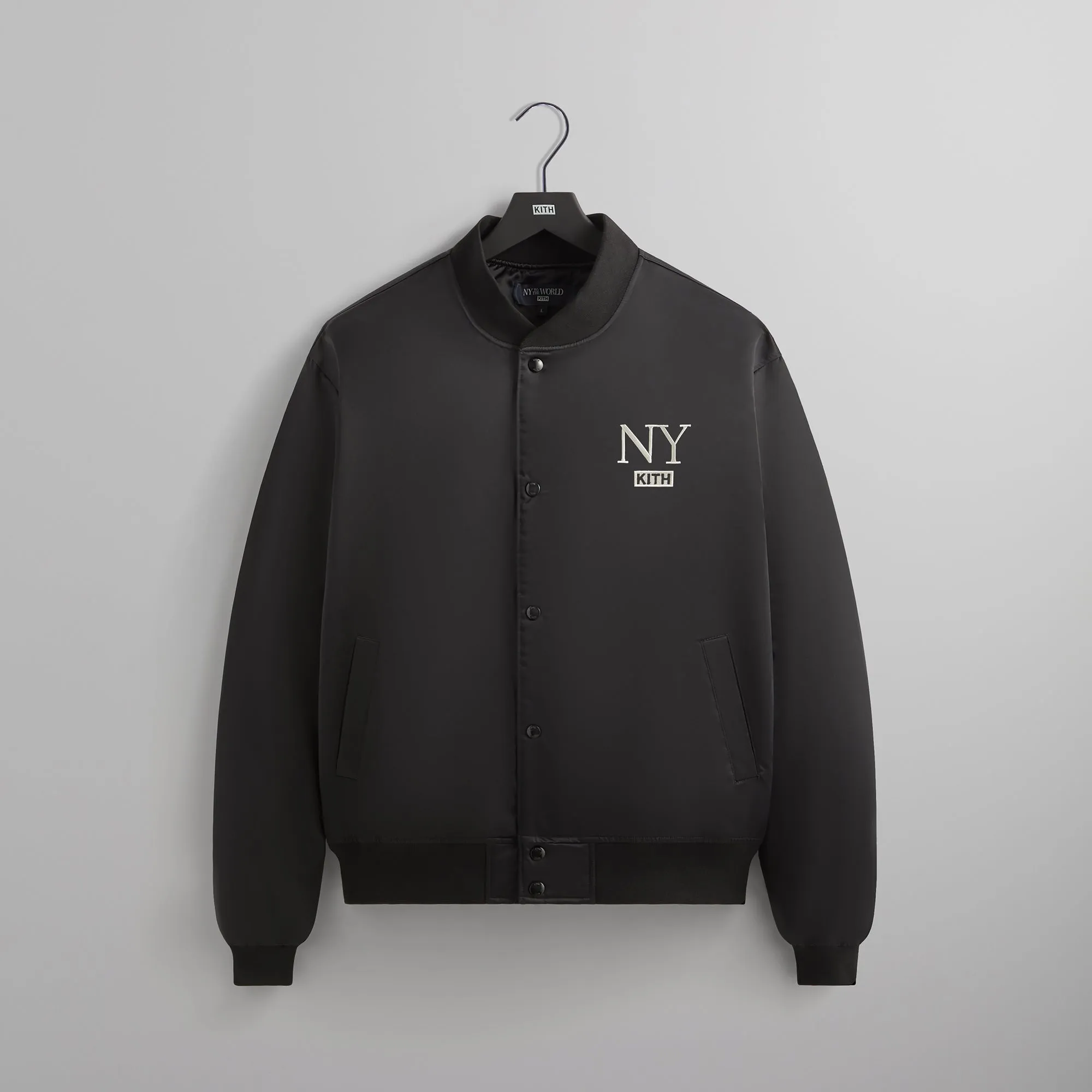 Kith NY to the World Satin Bomber Jacket - Black sold by Kith