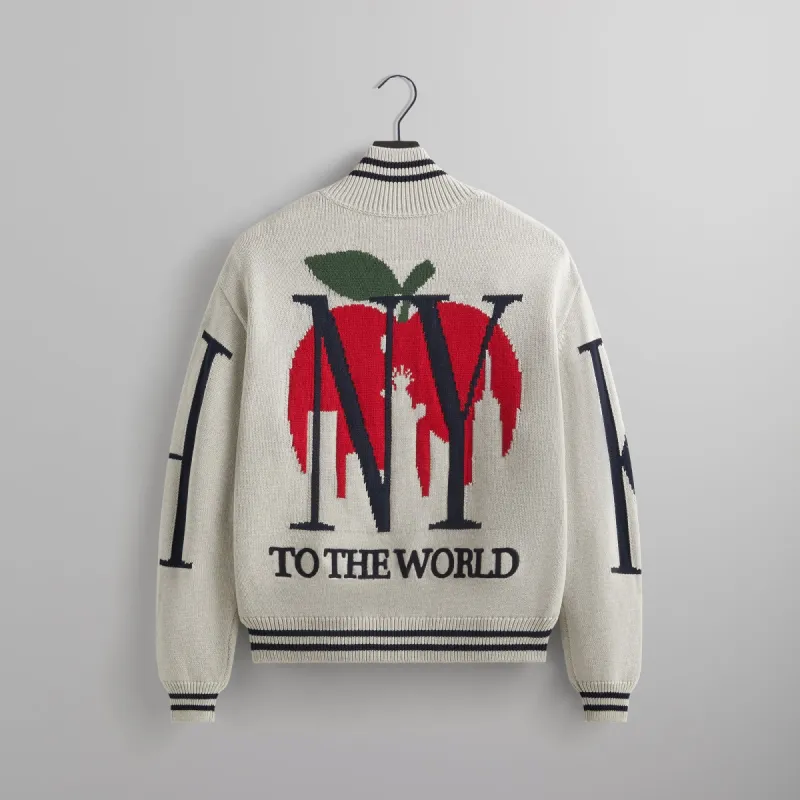 Kith Big Letter New York Wyona Full Zip Sweater - Light Heather