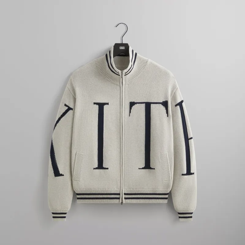 Kith Big Letter New York Wyona Full Zip Sweater - Light Heather Grey sold by Kith