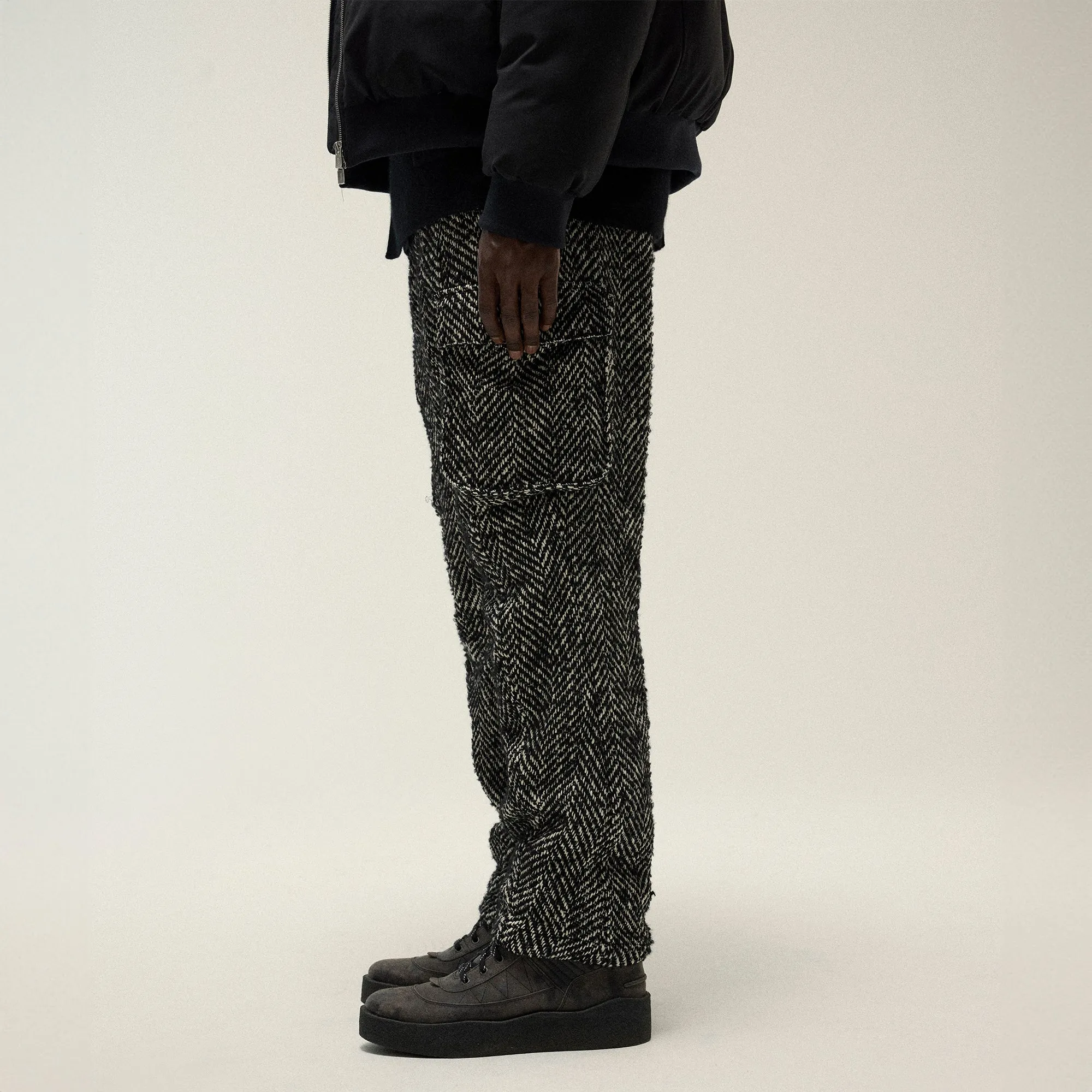 Kith Oversized Herringbone Bristol Cargo Pant - Black sold by Kith product image thumbnail 4