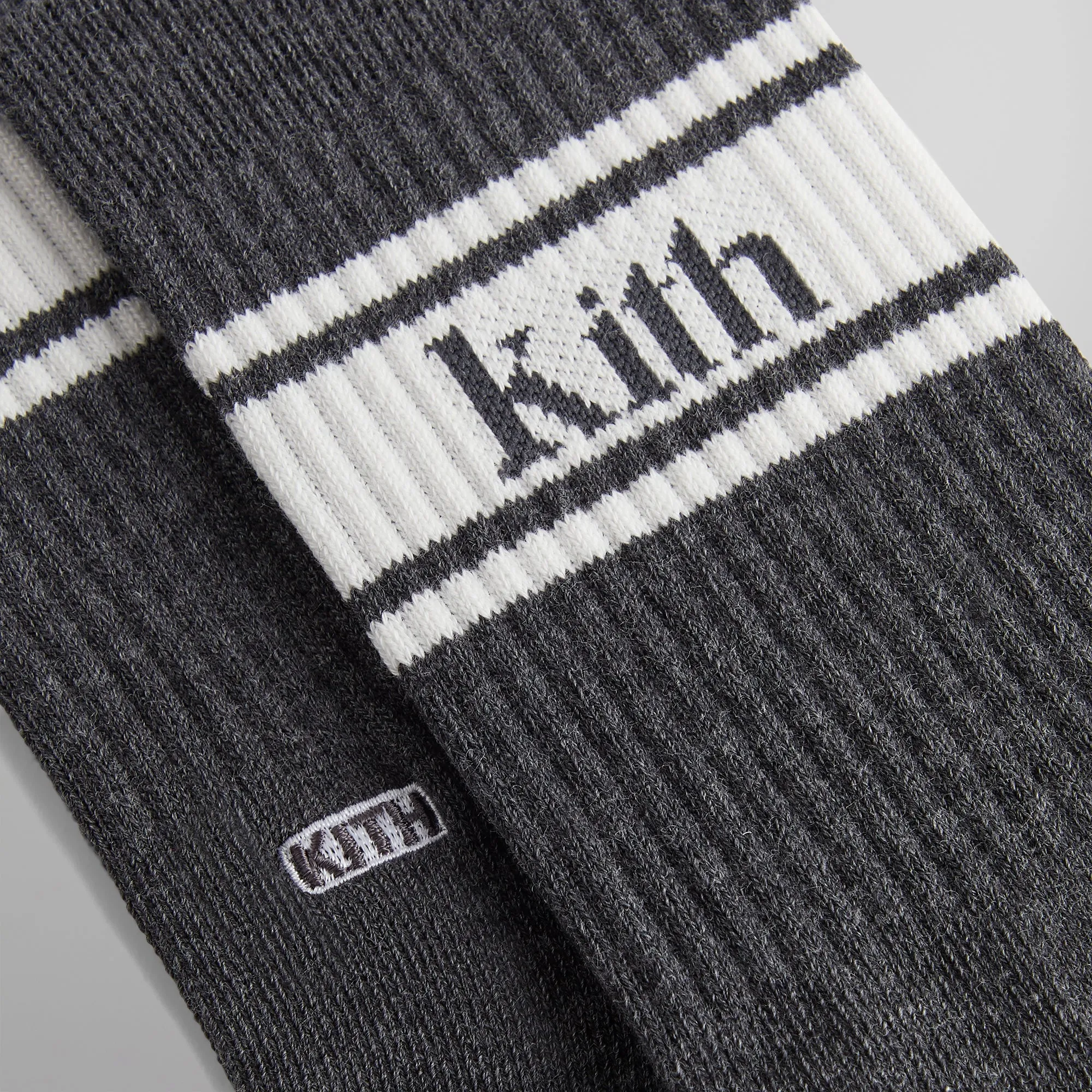 Kith Serif Jacquard Striped Crew Socks - Charcoal Heather sold by Kith product image thumbnail 3