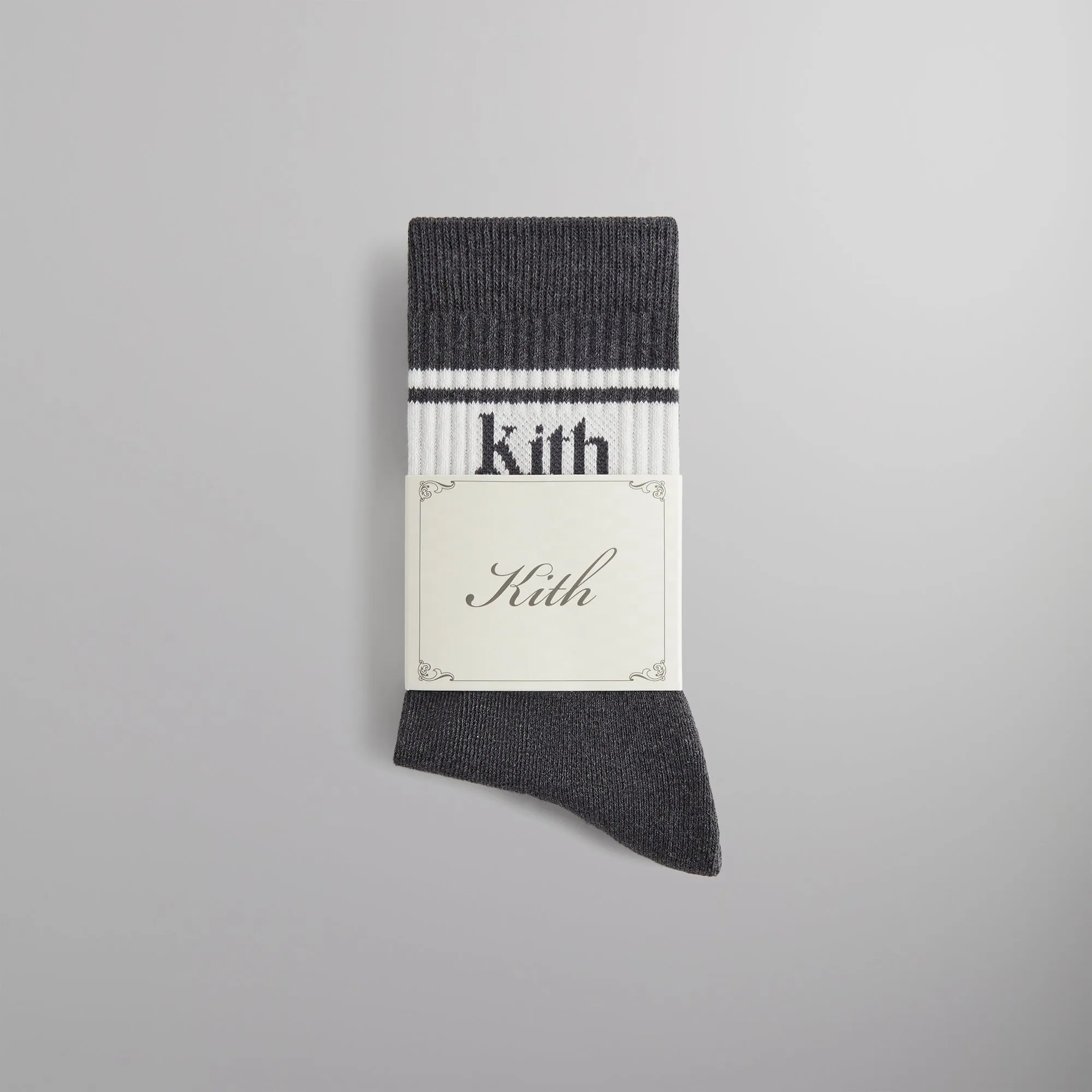 Kith Serif Jacquard Striped Crew Socks - Charcoal Heather sold by Kith product image thumbnail 2