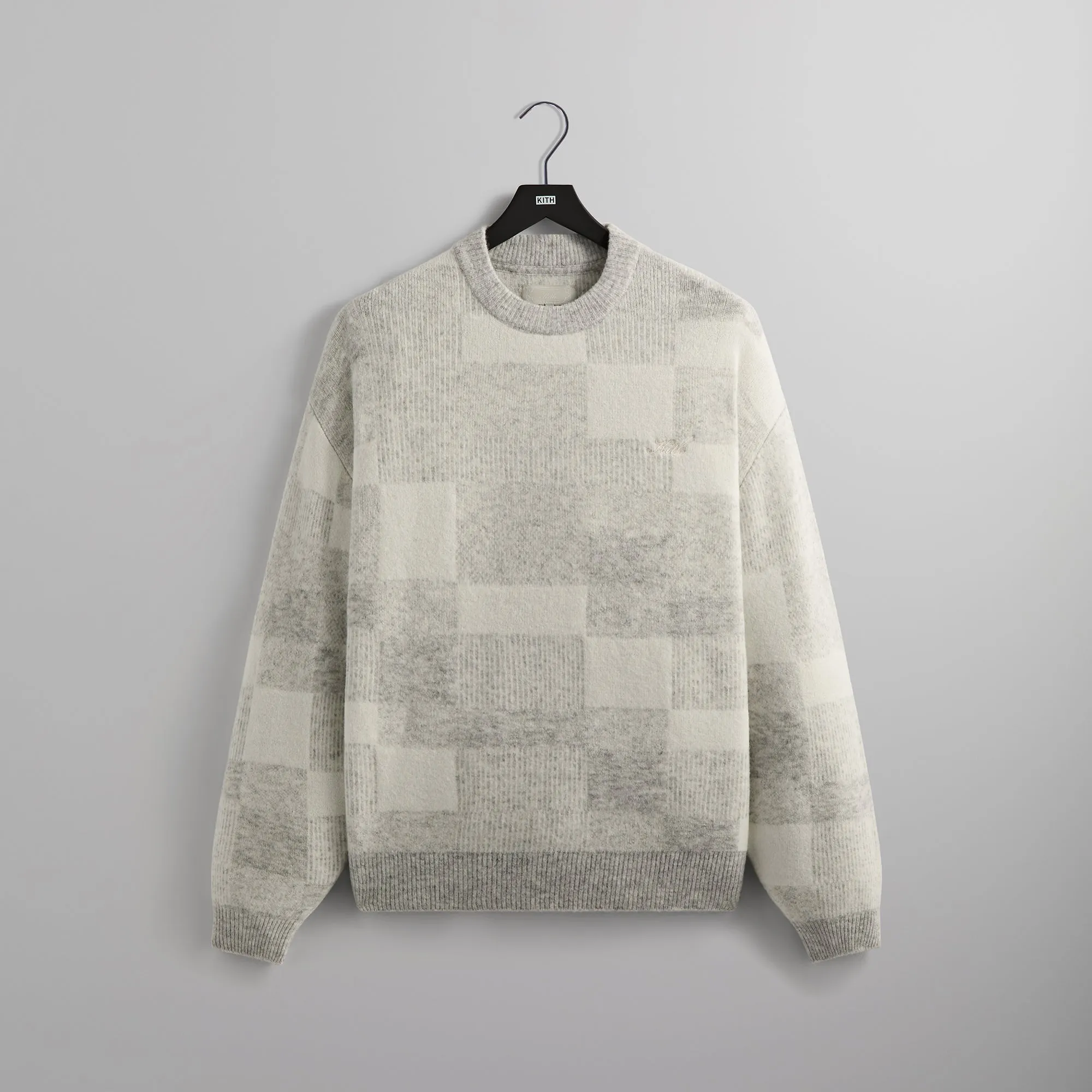 Kith Lewis Check Sweater - Light Heather Grey sold by Kith