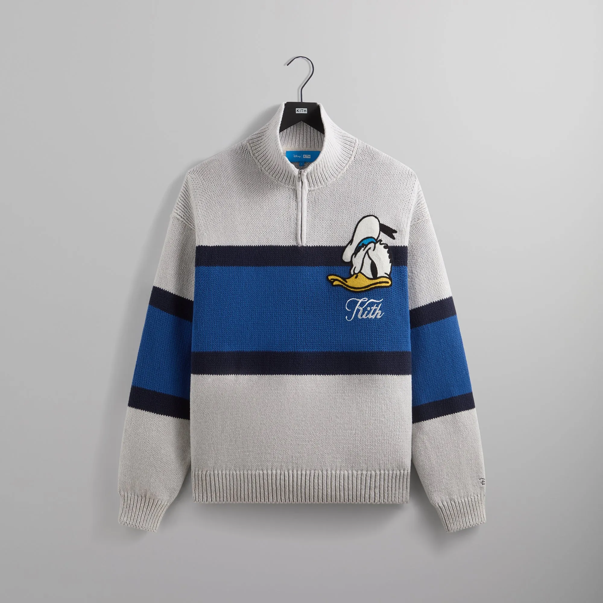 Disney | Kith for Donald Duck Quarter Zip Wyona Sweater - Light Heather Grey sold by Kith