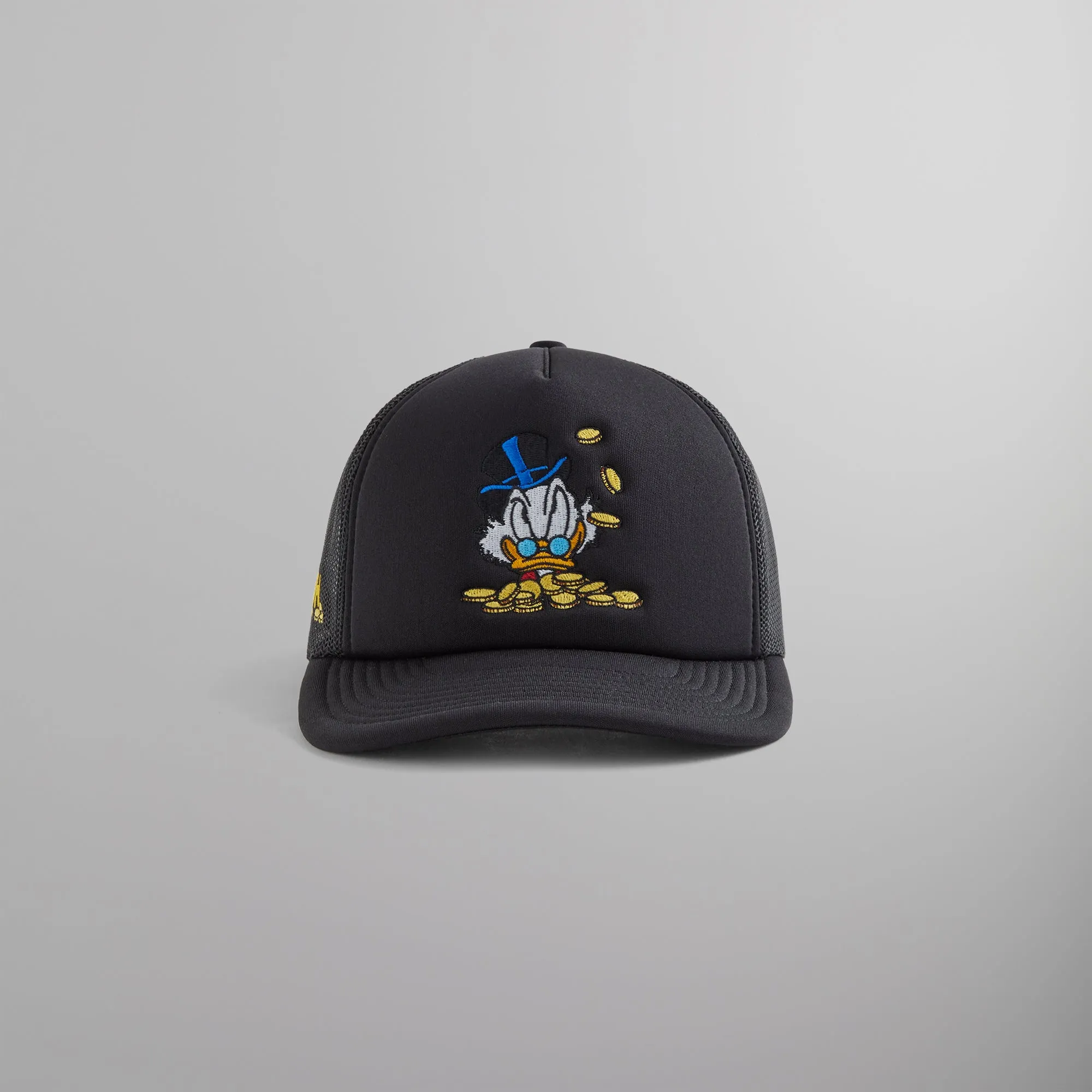 Disney | Kith for Donald Duck Scrooge Nolan Trucker Hat - Black sold by Kith
