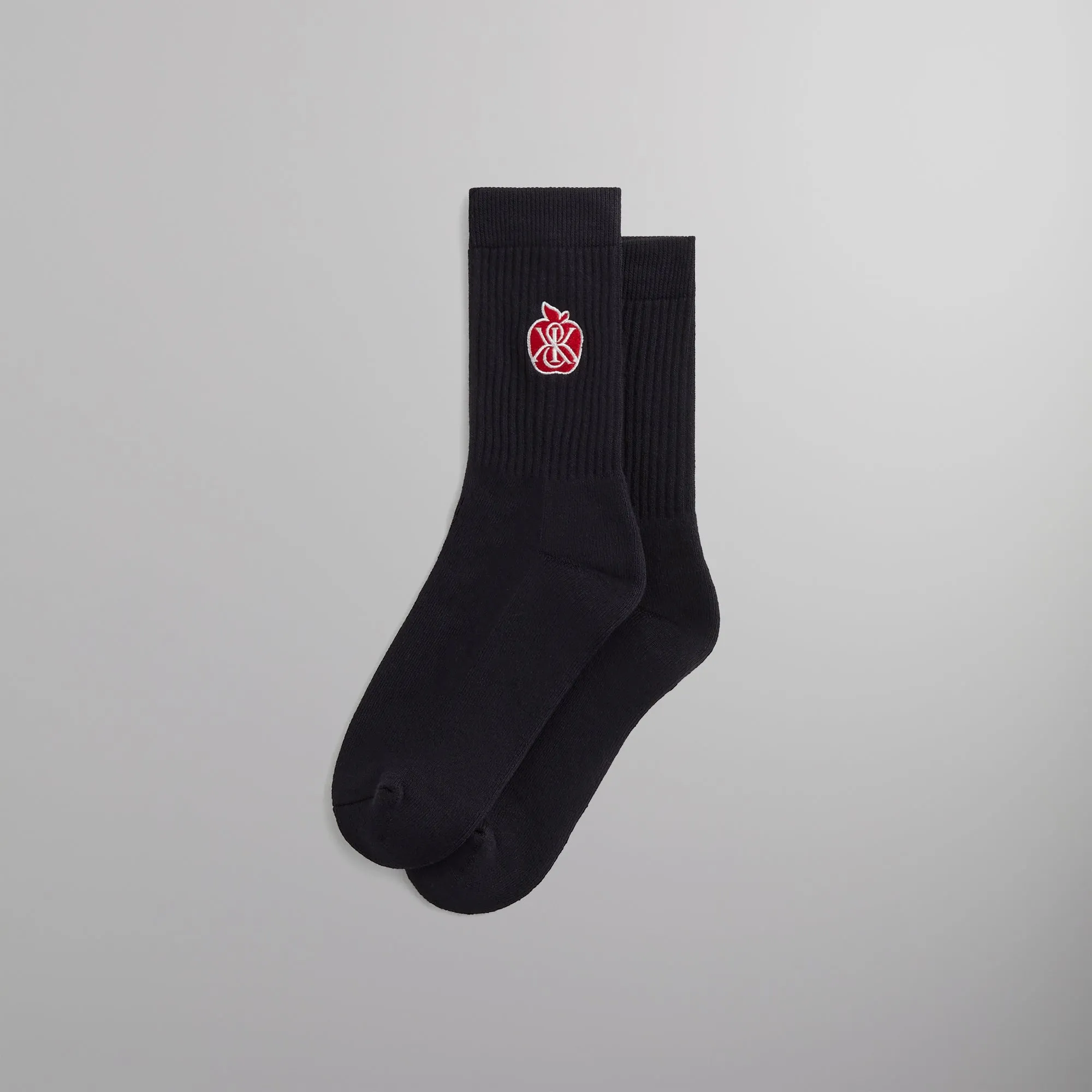 Kith Apple Crest Embroidered Socks - Black sold by Kith