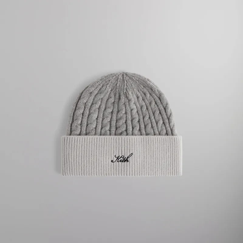 Kith Cable Knit Mia Beanie - Light Heather Grey sold by Kith