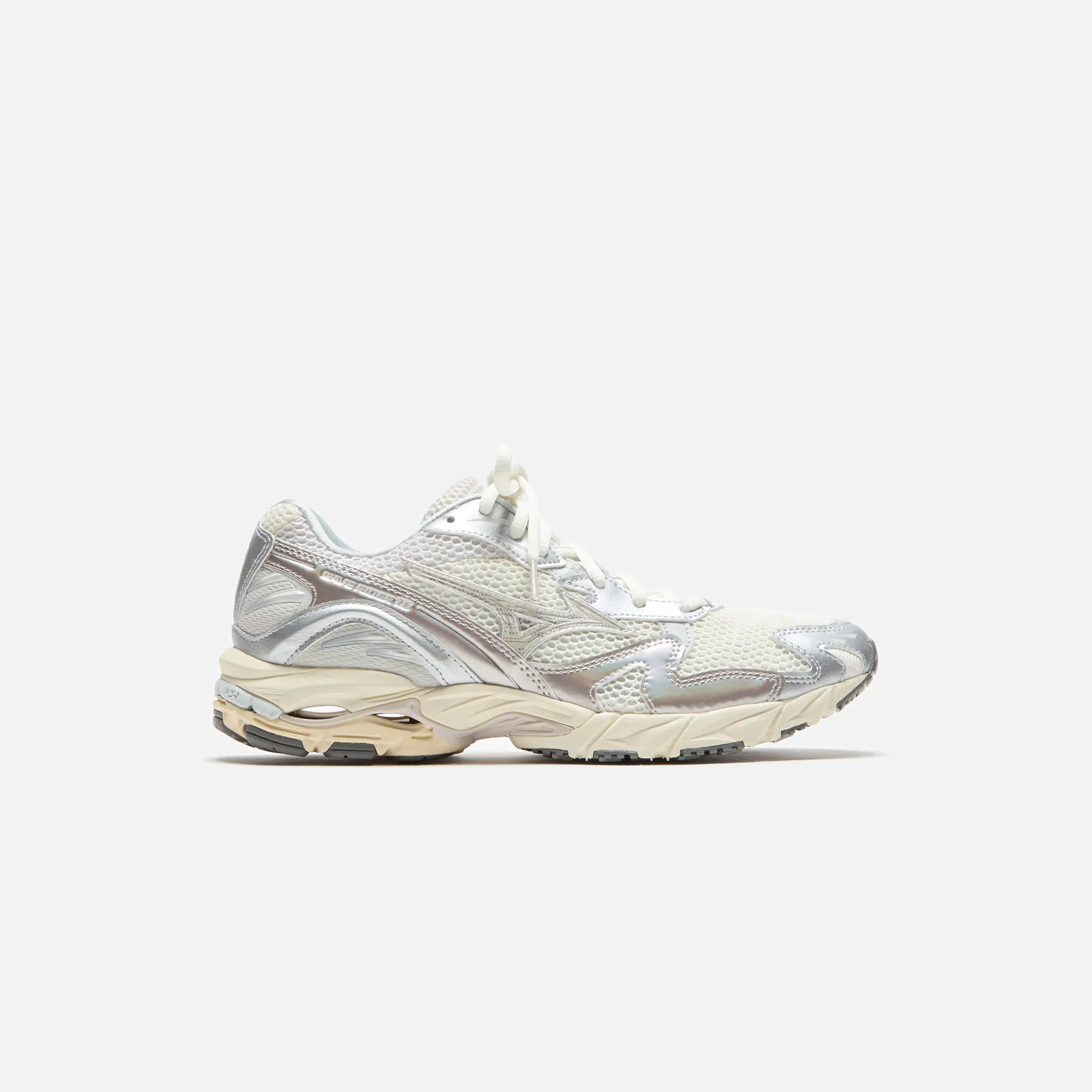 Mizuno Wave Rider 10 - Metallic Snow White sold by Kith