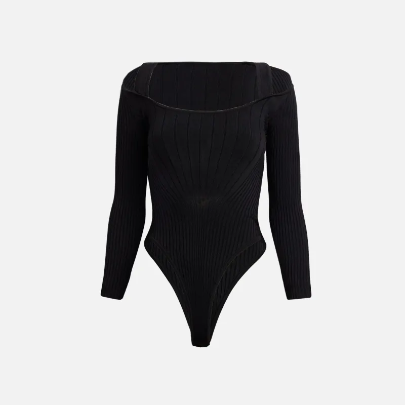 Mugler Ribbed Bodysuit - Black sold by Kith