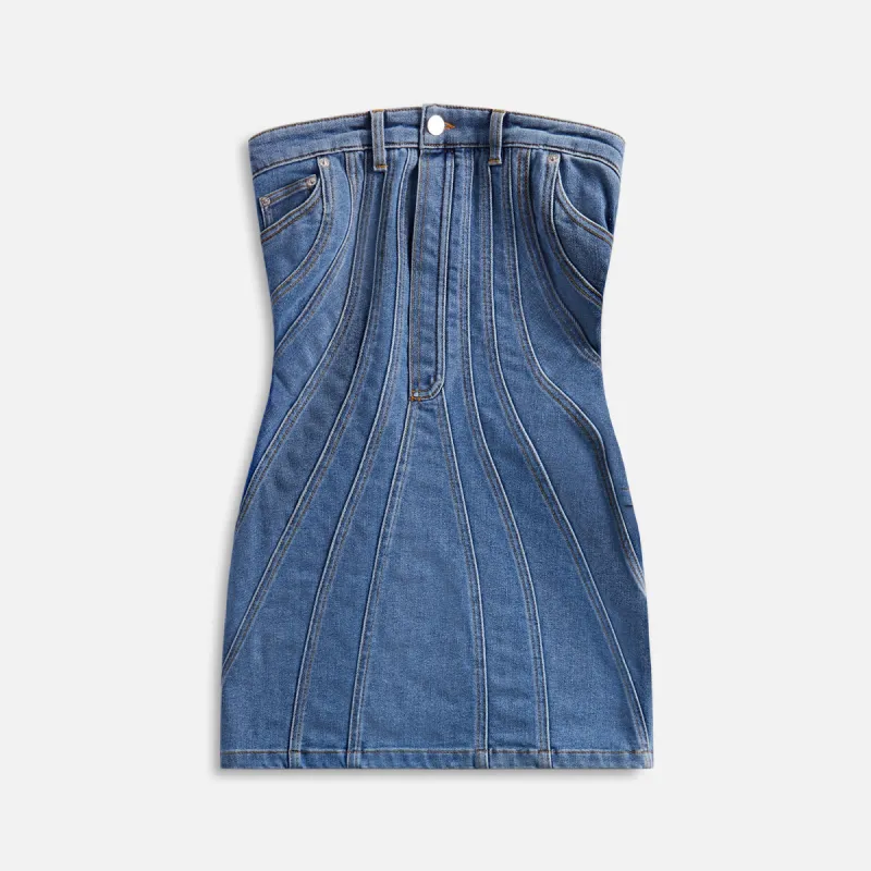 Mugler Corset Dress - Blue Denim sold by Kith