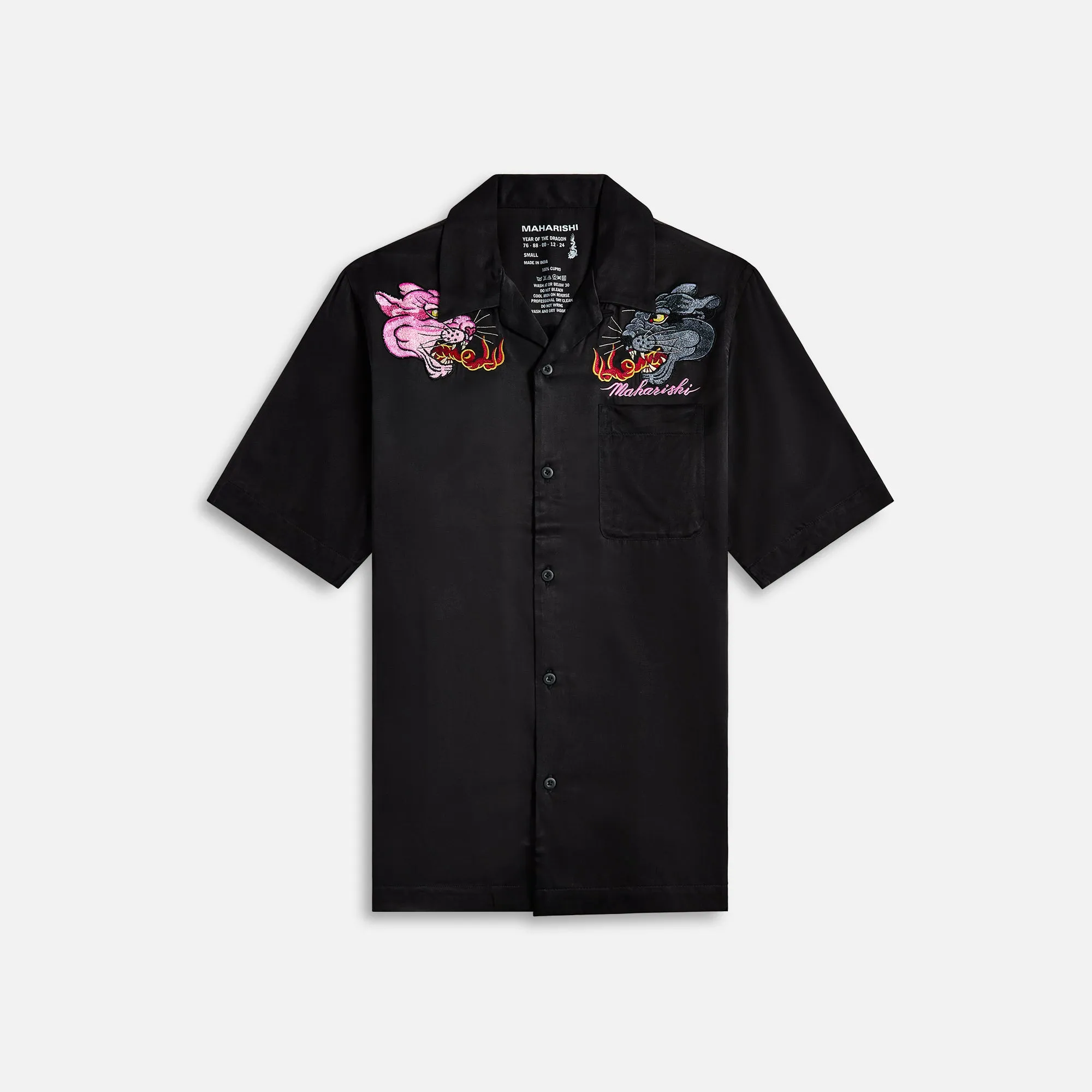 Maharishi Dual Panthers Camp Collar Shirt - Black sold by Kith