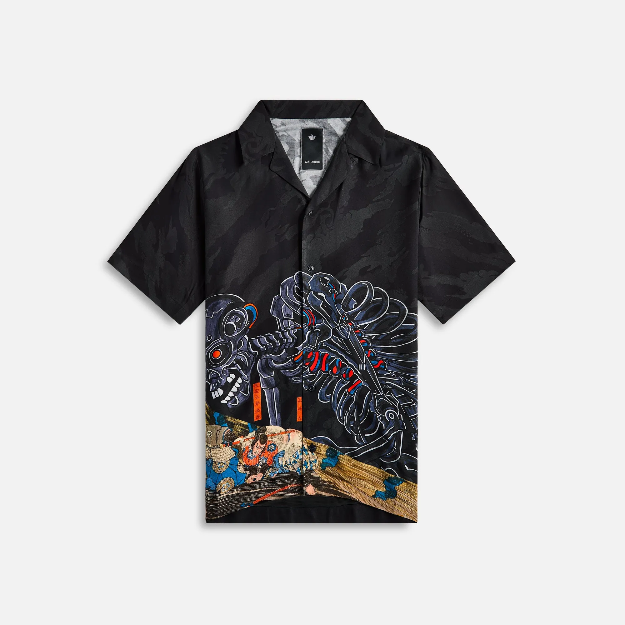 Maharishi Cyber Skeleton Camp Collar Shirt - Black / Multi-color sold by Kith