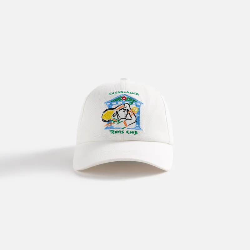 Casablanca Crayon Temple Tennis Club Embroidered Cap - White sold by Kith