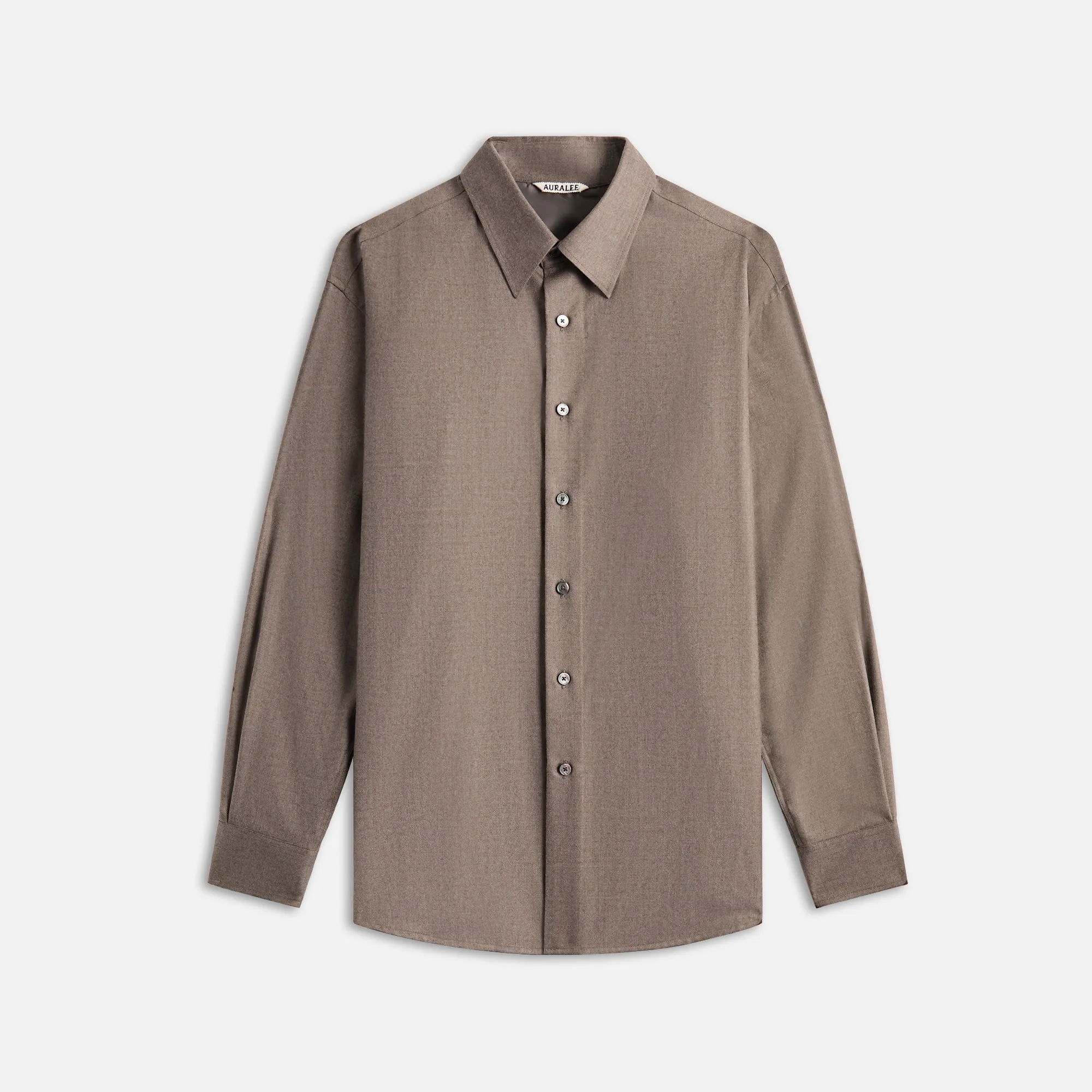 Auralee Super Light Wool Shirt - Top Brown sold by Kith