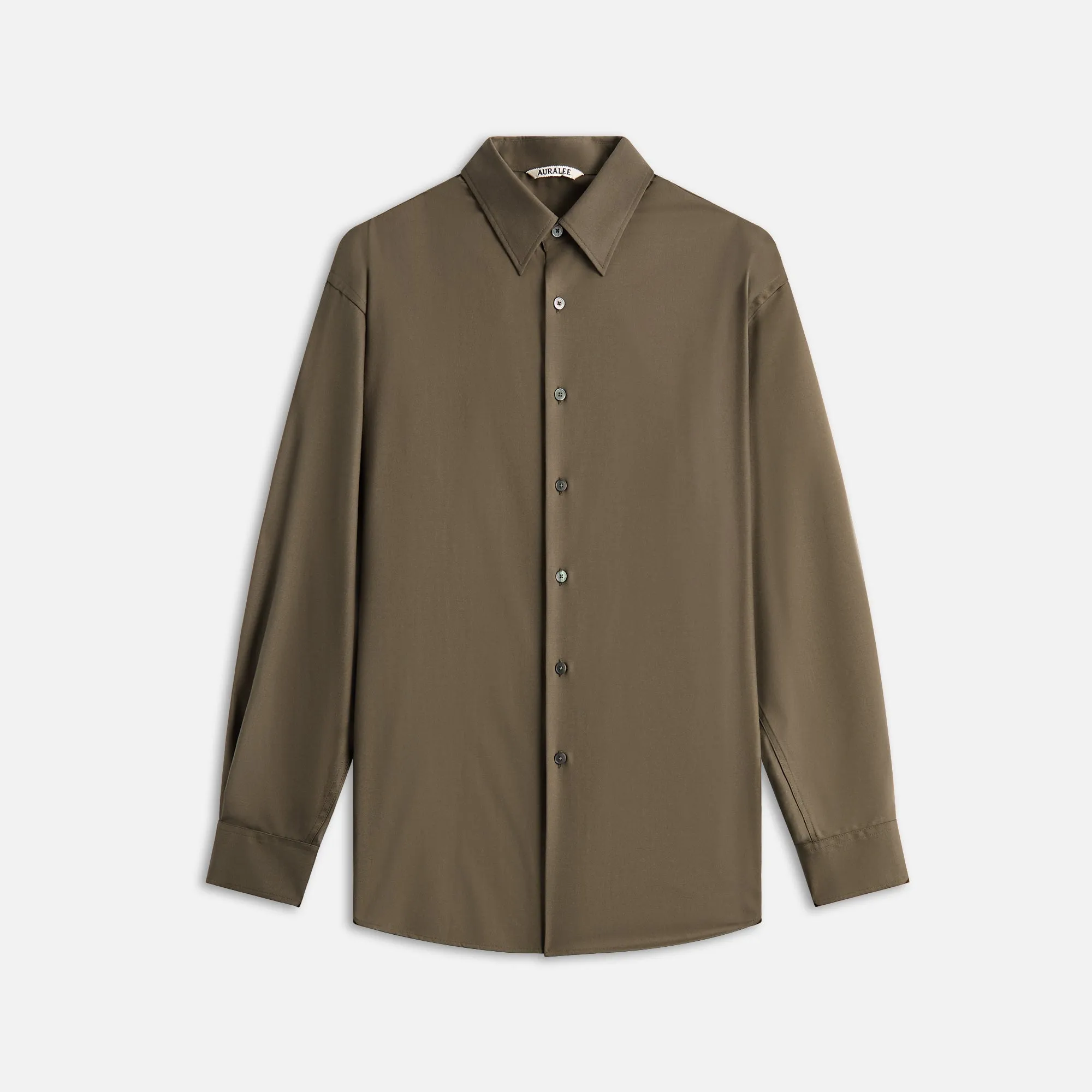Auralee Super Fine Tropical Wool Shirt - Dark Khaki sold by Kith