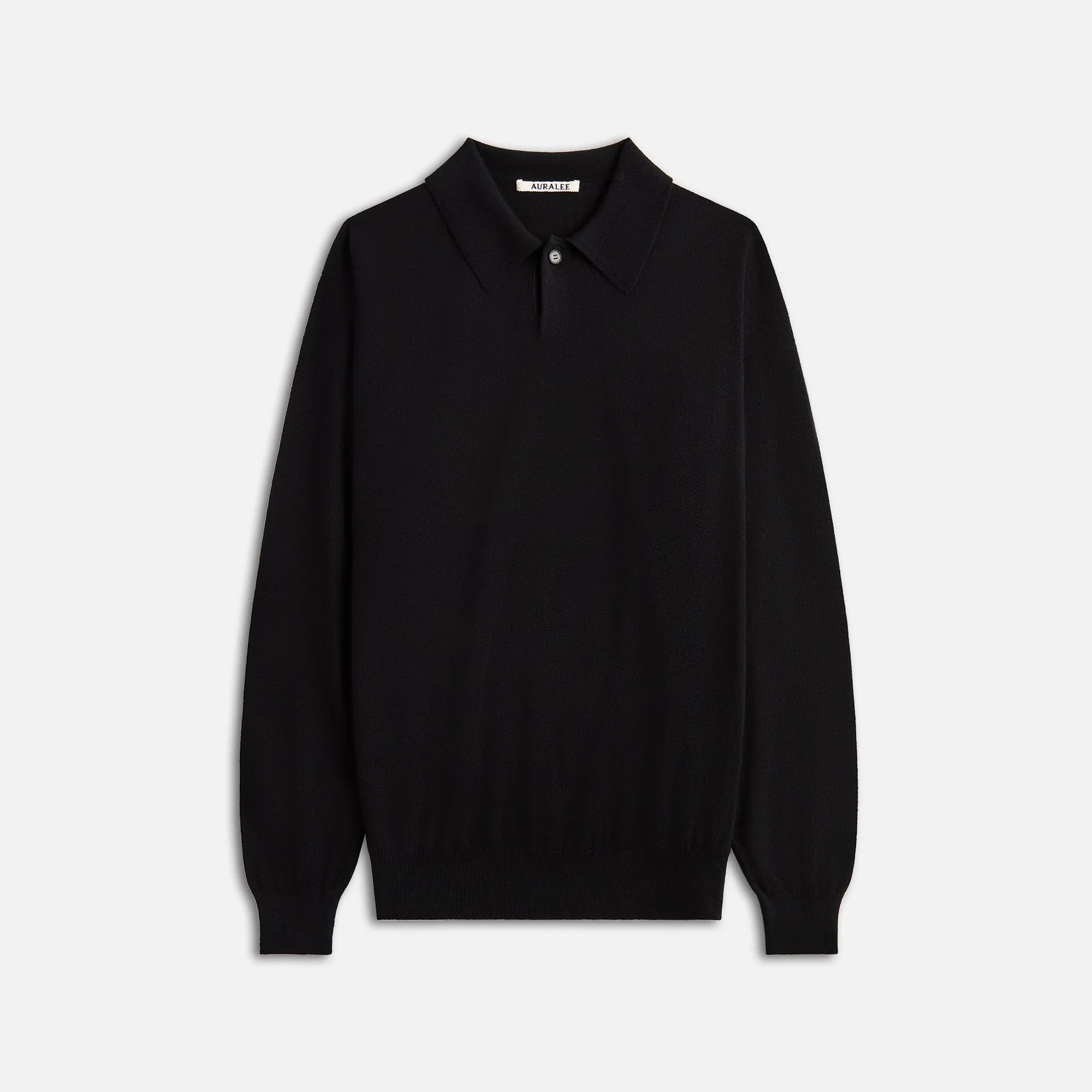 Auralee Cashmere Silk Wool Knit Polo - Black sold by Kith