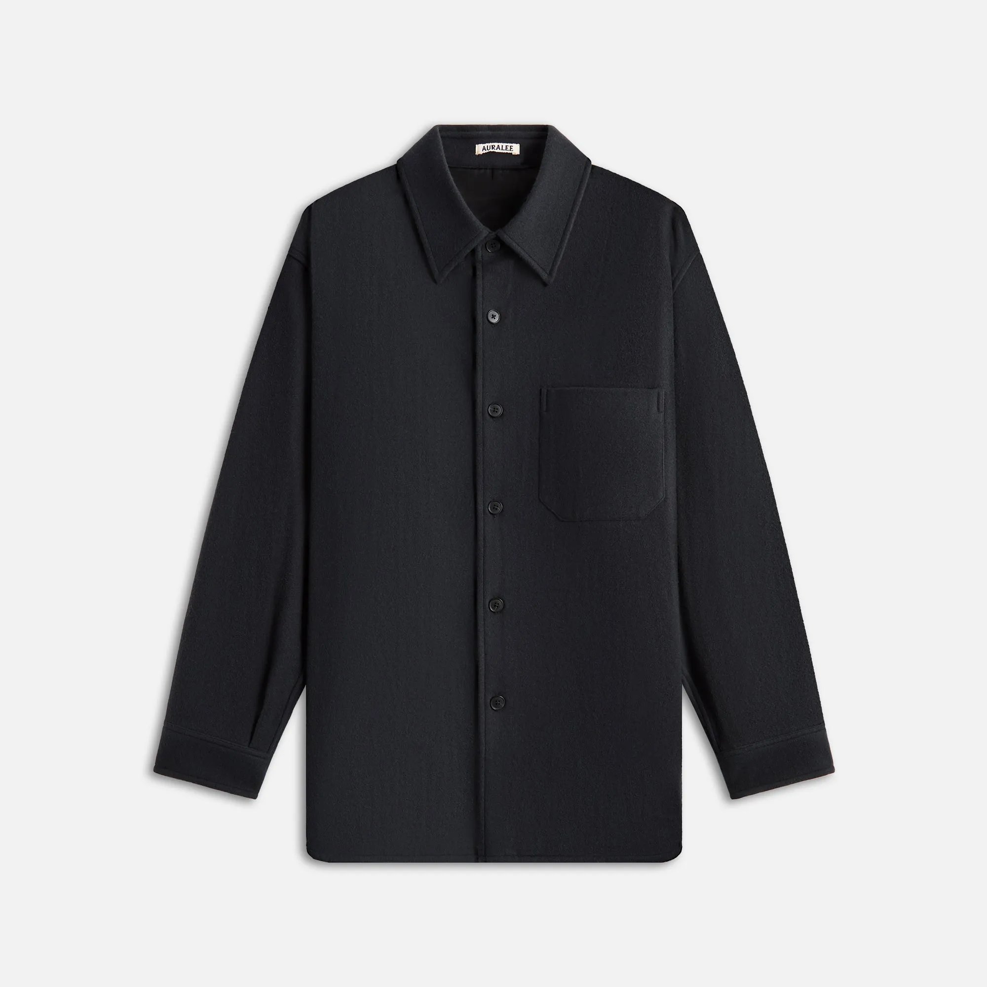 Auralee Brushed Super Fine Wool Flannel Shirt - Ink Black sold by Kith