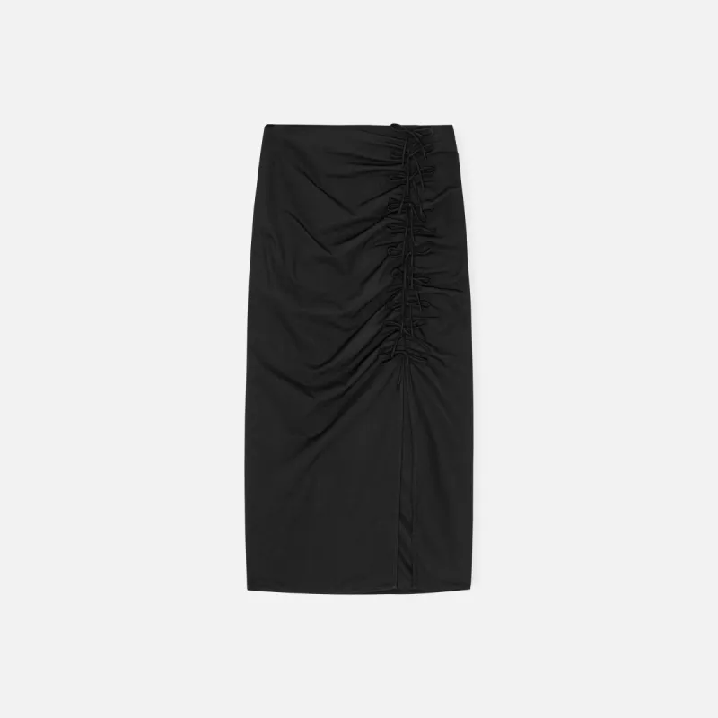Ganni Drapey Melange Midi Skirt - Black sold by Kith