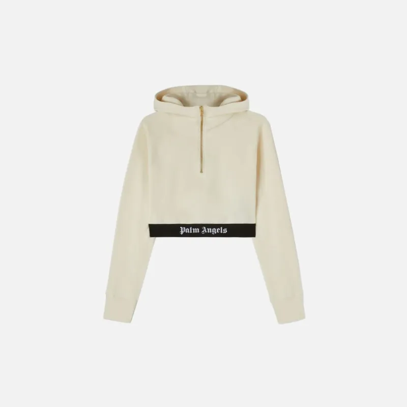 Palm Angels Logo Tape Zipped Hoodie - Off White / Black sold by Kith