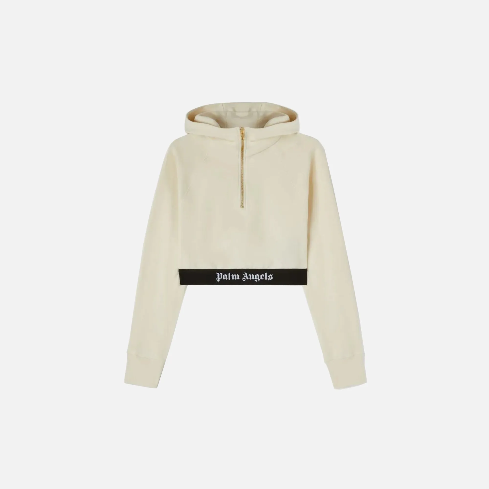 Palm Angels Logo Tape Zipped Hoodie - Off White / Black sold by Kith