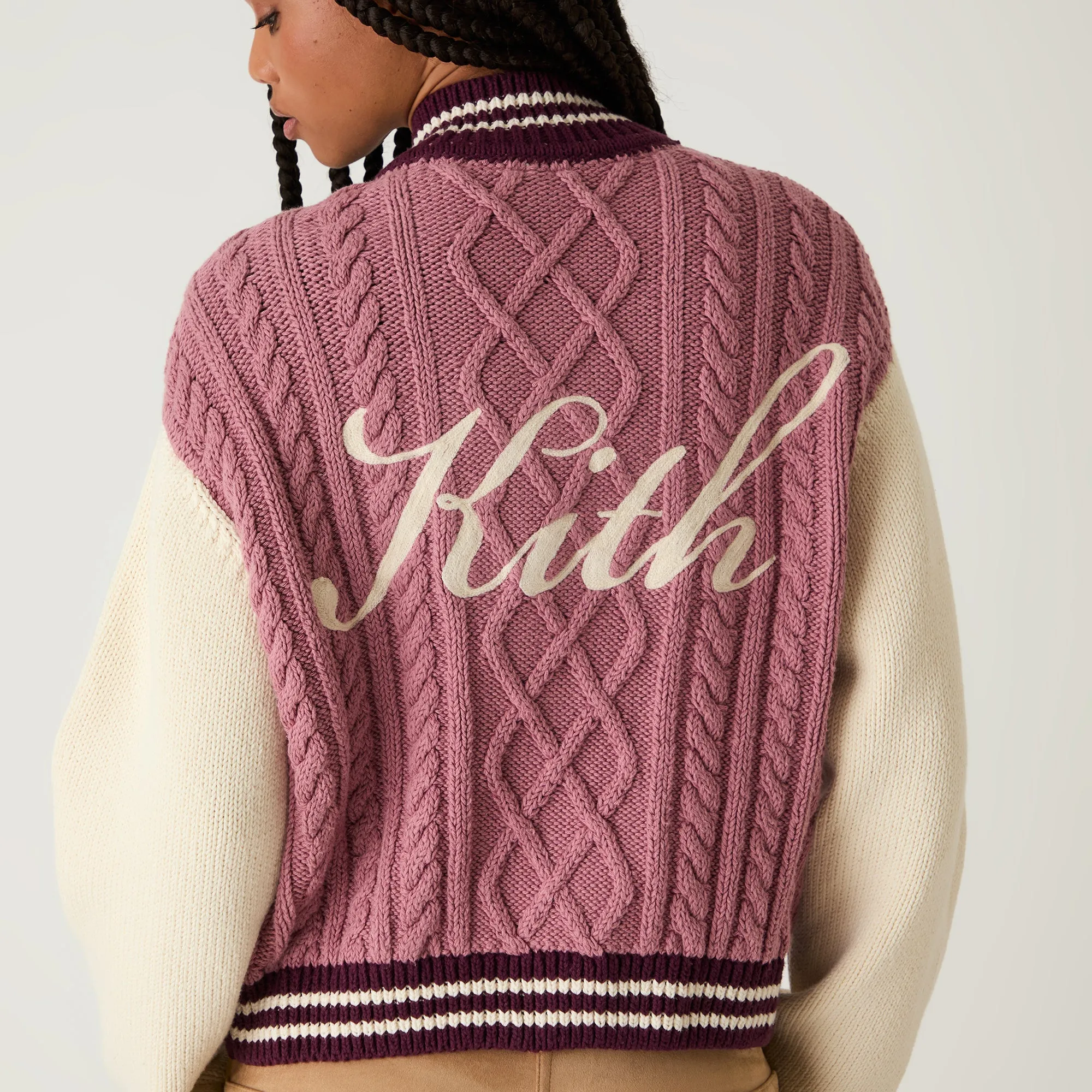 Kith Women Wyler Blocked Full Zip Sweater - Pink Opal sold by Kith product image thumbnail 3