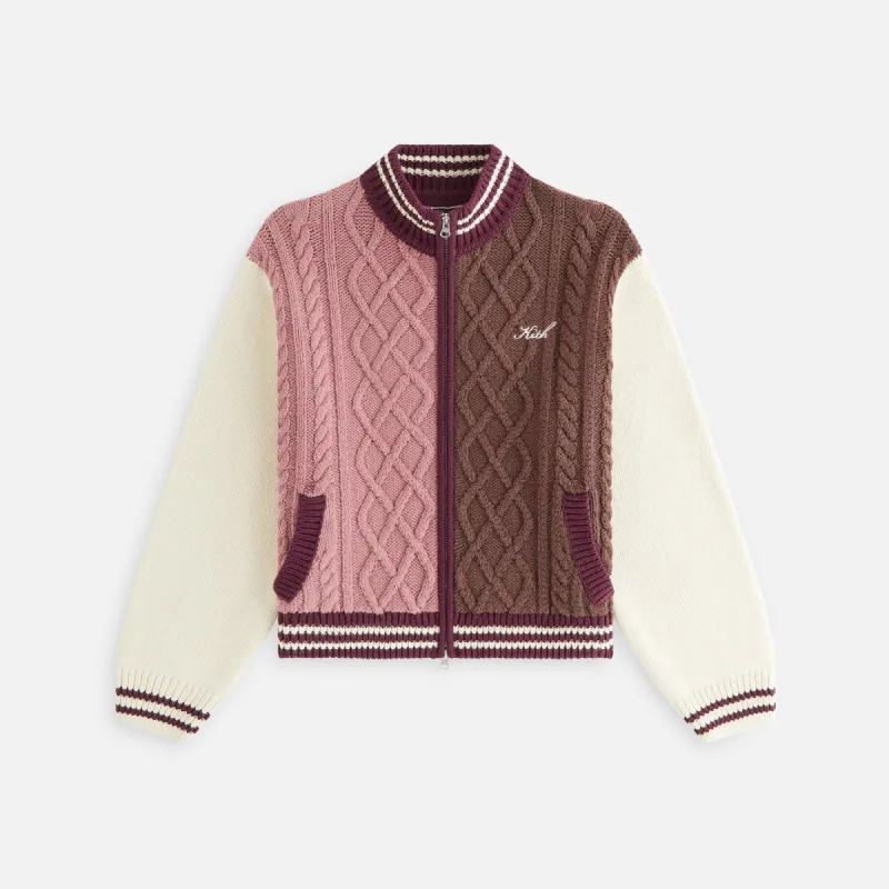 Kith Women Wyler Blocked Full Zip Sweater - Pink Opal sold by Kith