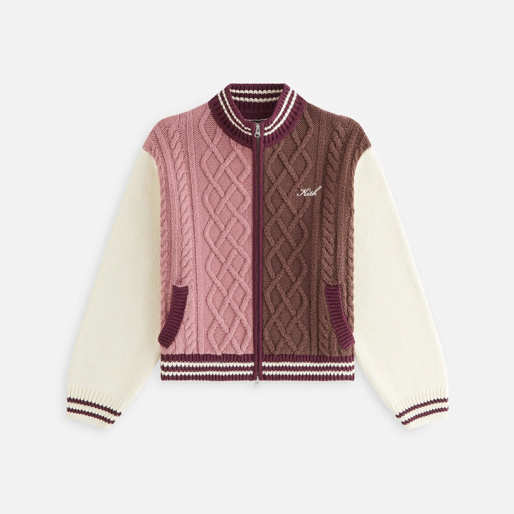 Kith Women Wyler Blocked Full Zip Sweater - Pink Opal sold by Kith