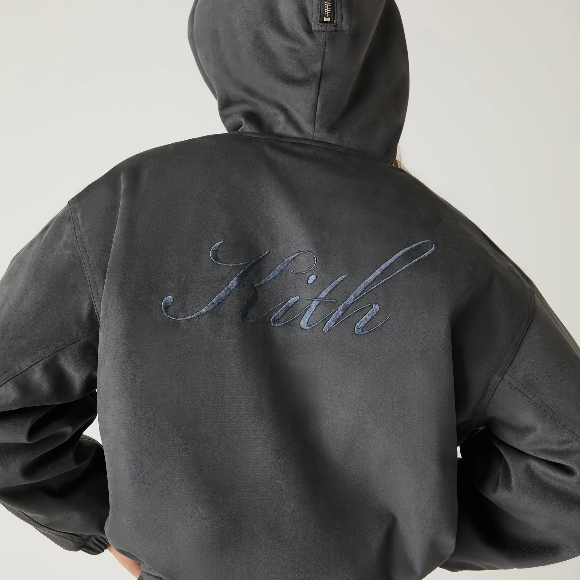 Kith Women Nylas Microsuede Zip Hooded Bomber - Asteroid sold by Kith product image thumbnail 3