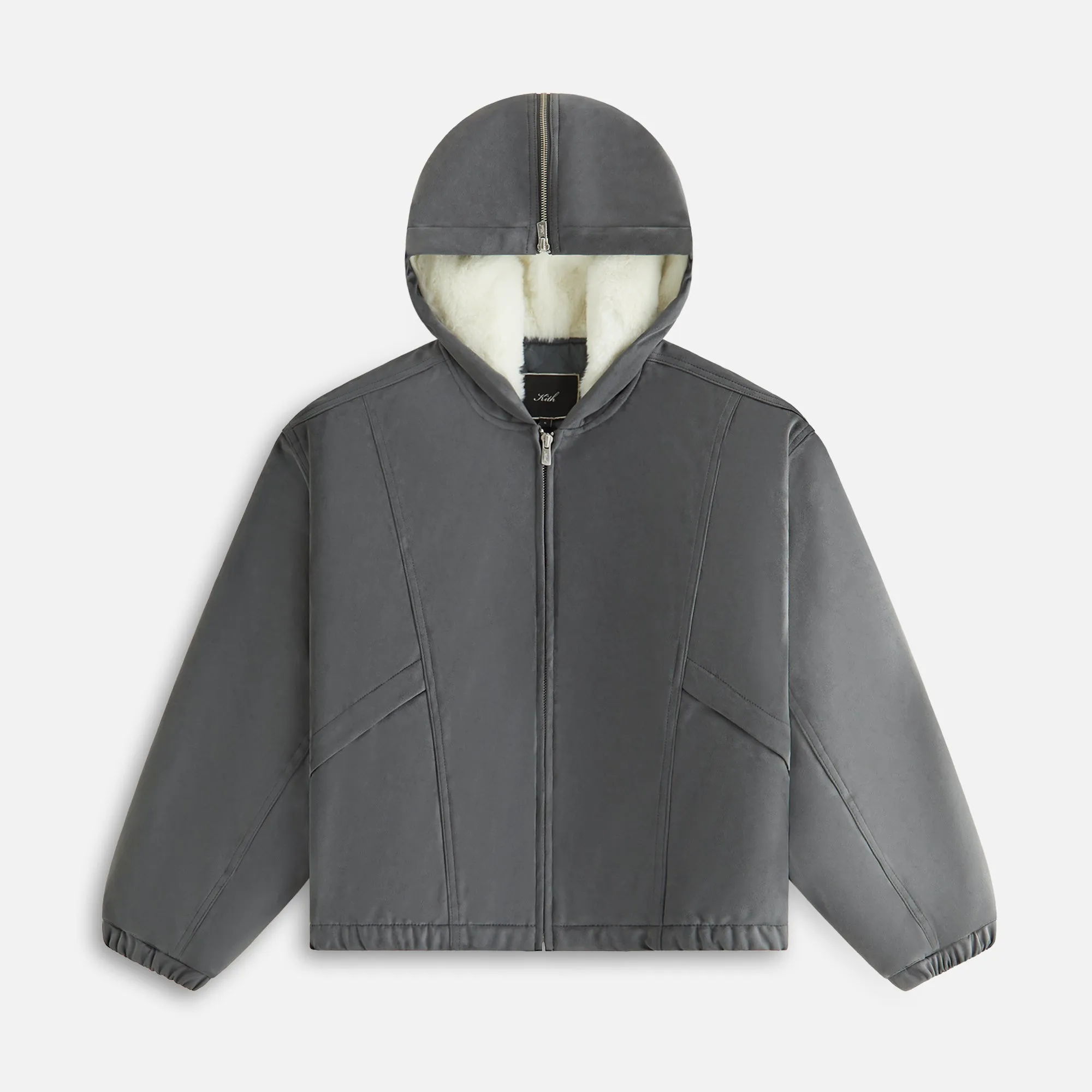 Kith Women Nylas Microsuede Zip Hooded Bomber - Asteroid sold by Kith
