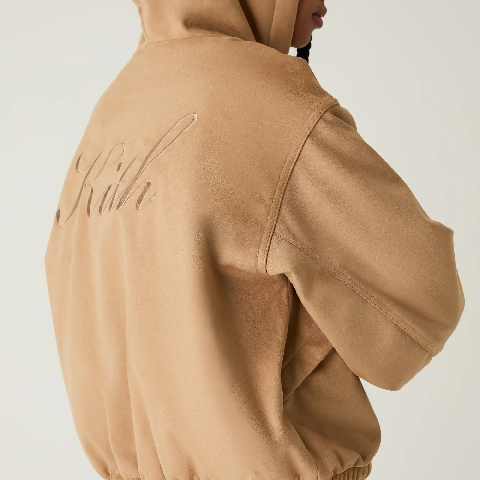 Kith Women Nylas Microsuede Zip Hooded Bomber - Birch sold by Kith product image thumbnail 3