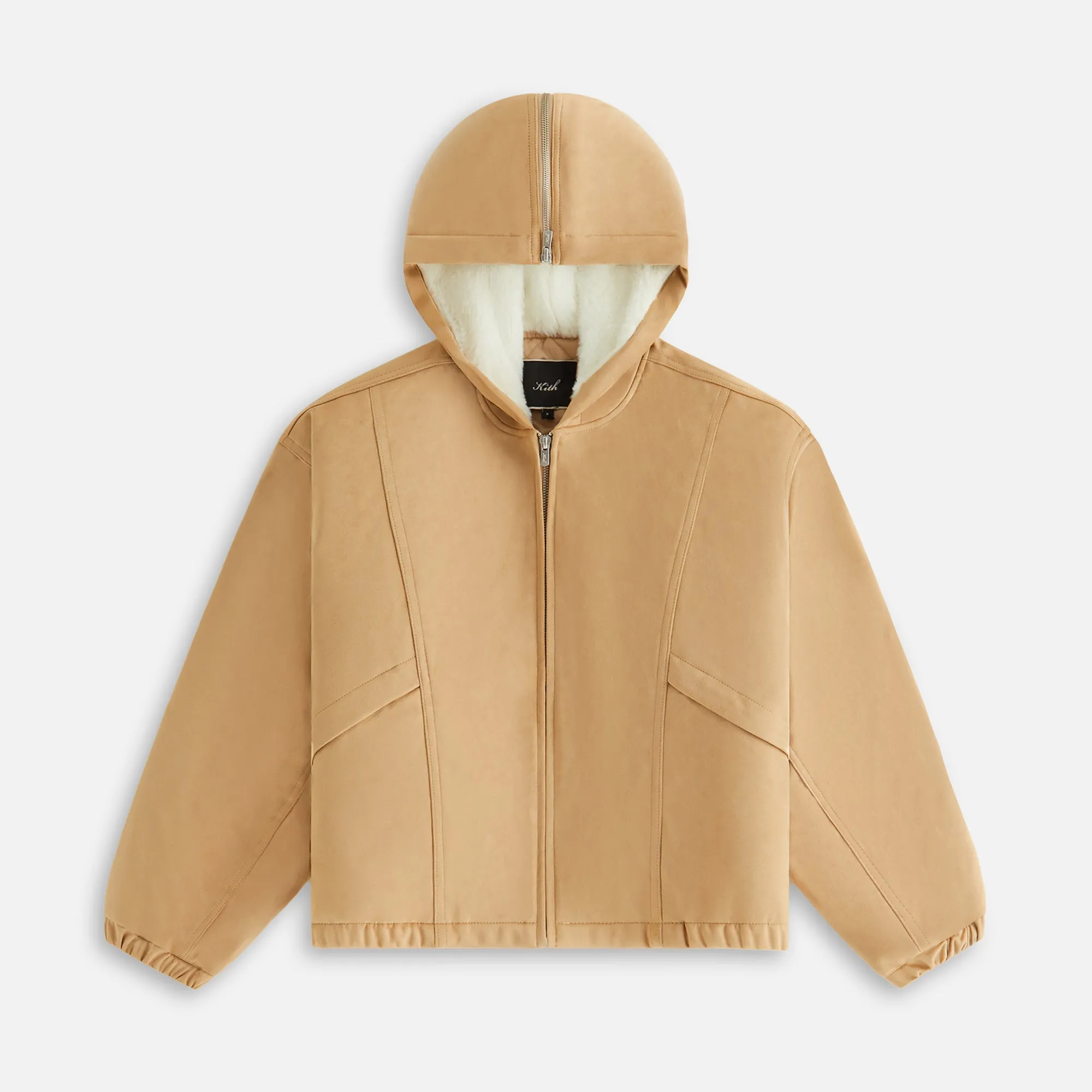 Kith Women Nylas Microsuede Zip Hooded Bomber - Birch sold by Kith