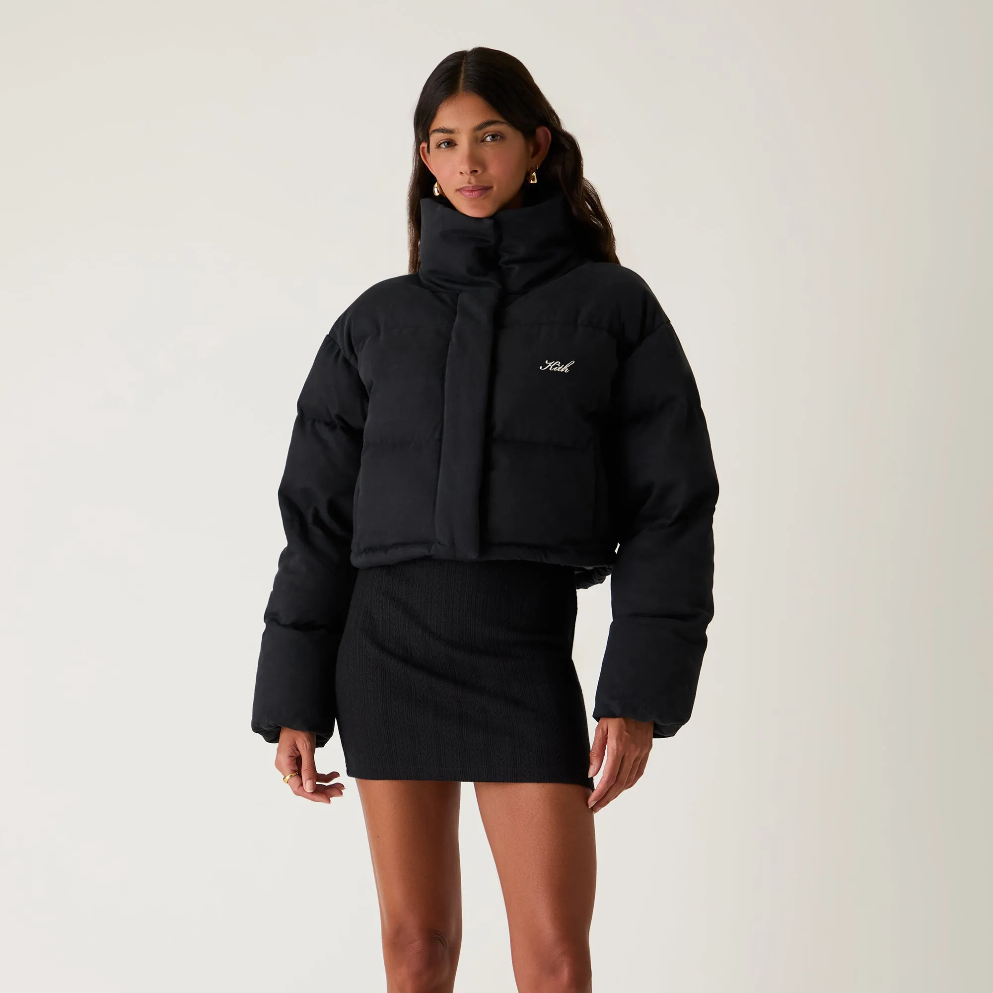 Kith Women Shae Cropped Denim Puffer - Washed Black sold by Kith product image thumbnail 2