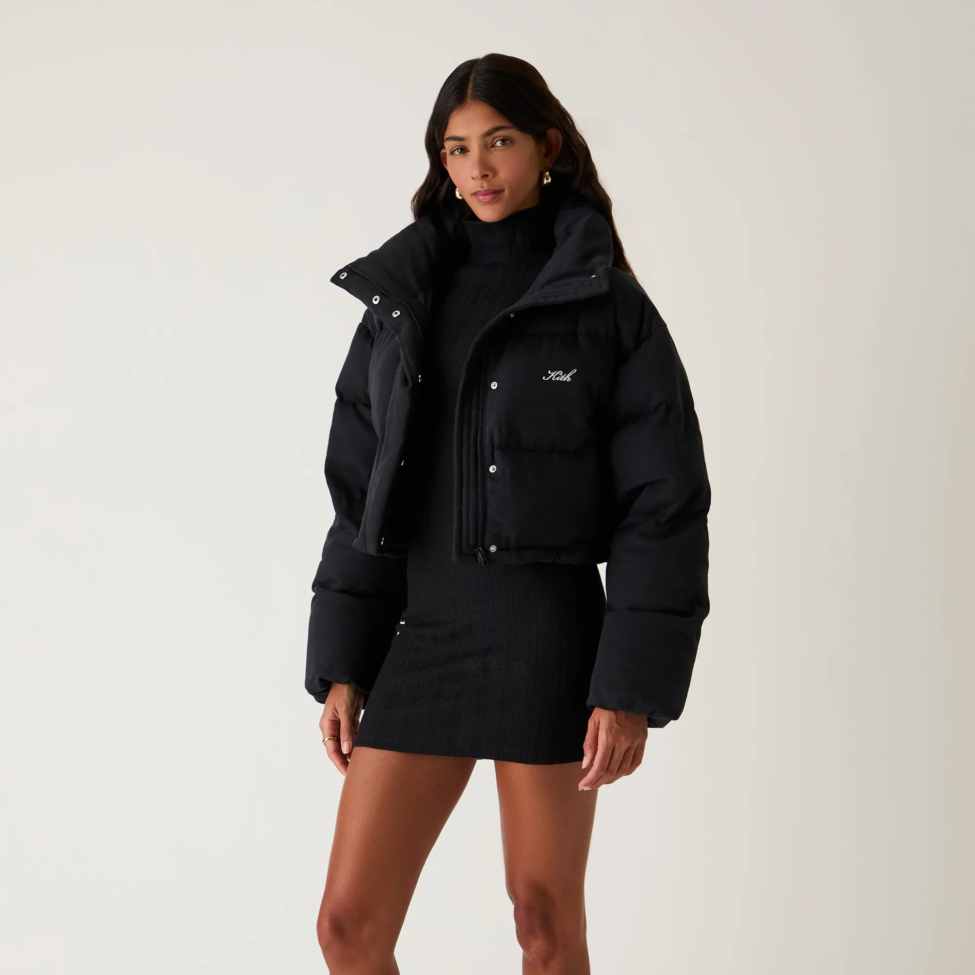 Kith Women Shae Cropped Denim Puffer - Washed Black sold by Kith product image thumbnail 3