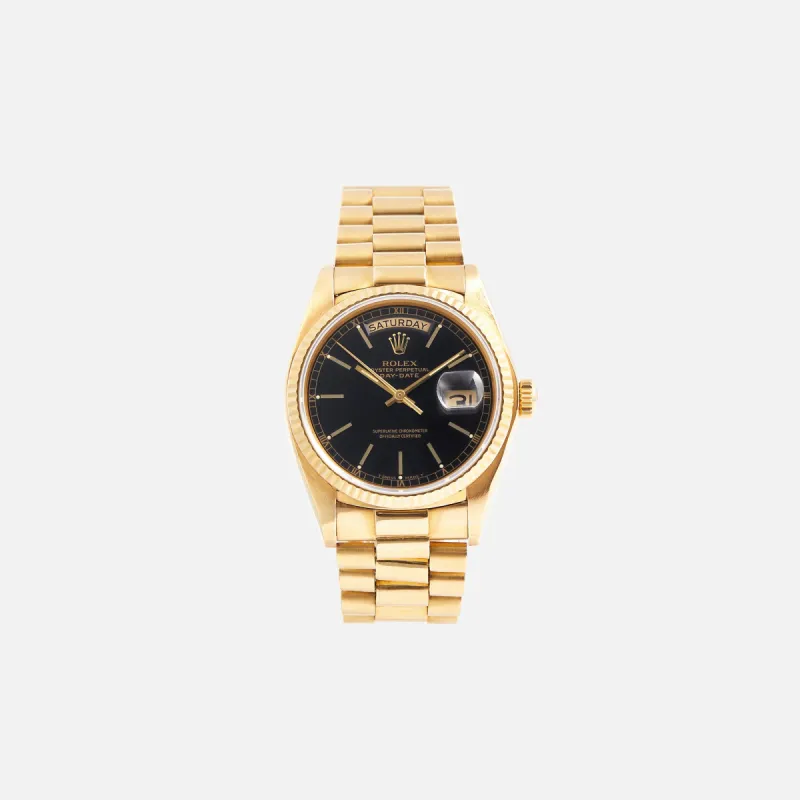 Wind Vintage Rolex Day-Date Black Dial Reference 18038 Unpolished made by Kith