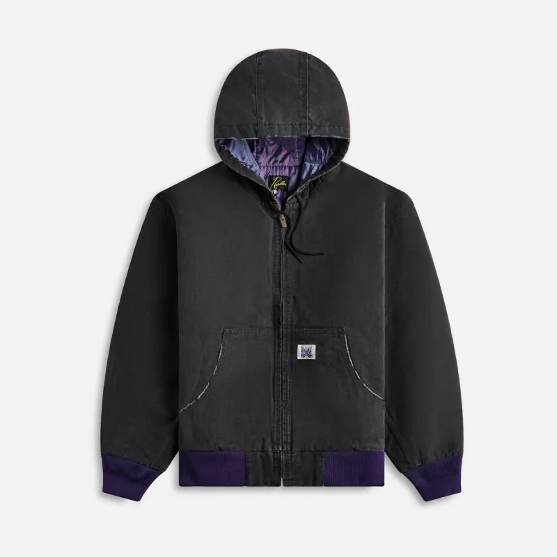 Needles Zipped Work Hoodie 11oz Cotton Oxford - Black sold by Kith