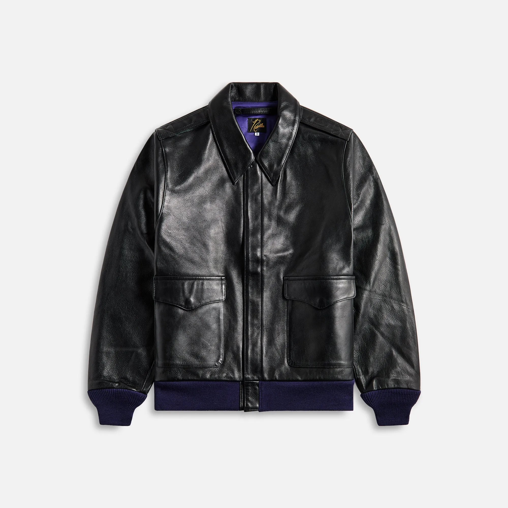 Needles A-2 Jacket Cowhide - Leather Black sold by Kith