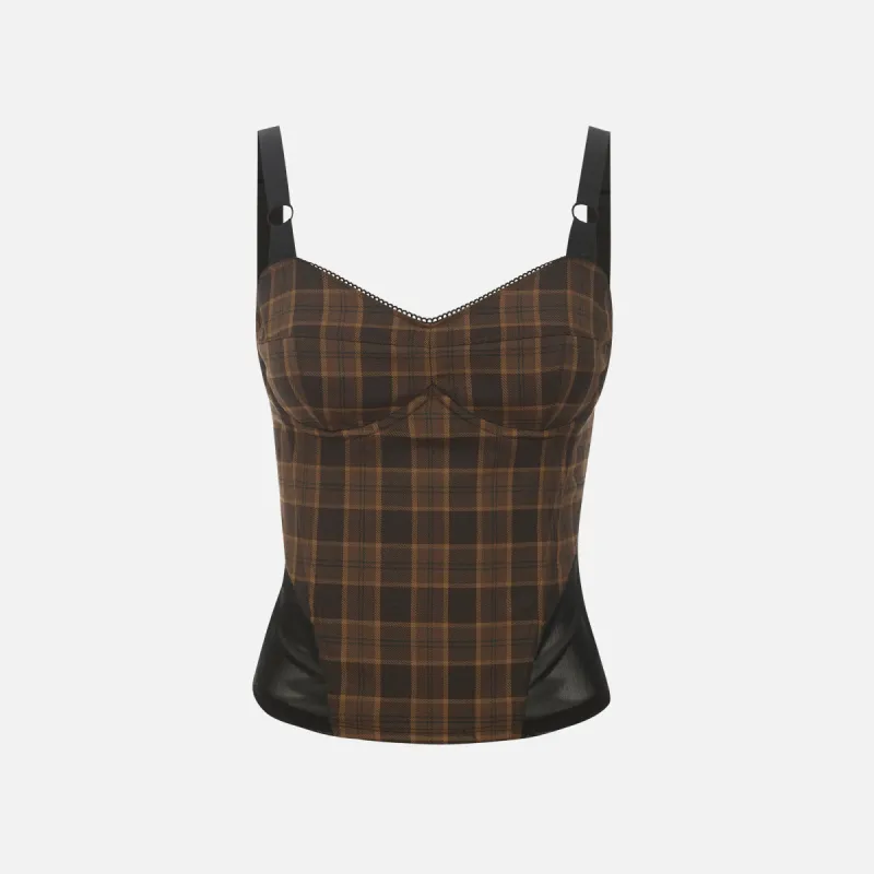 Miaou Marguerite Corset - Plaid Brown sold by Kith