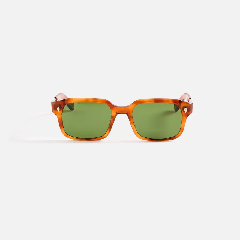 Garrett Leight Mr. Leight Purveyor Sunglass - Saffron Tortoise White Gold / Boxwood Green sold by Kith