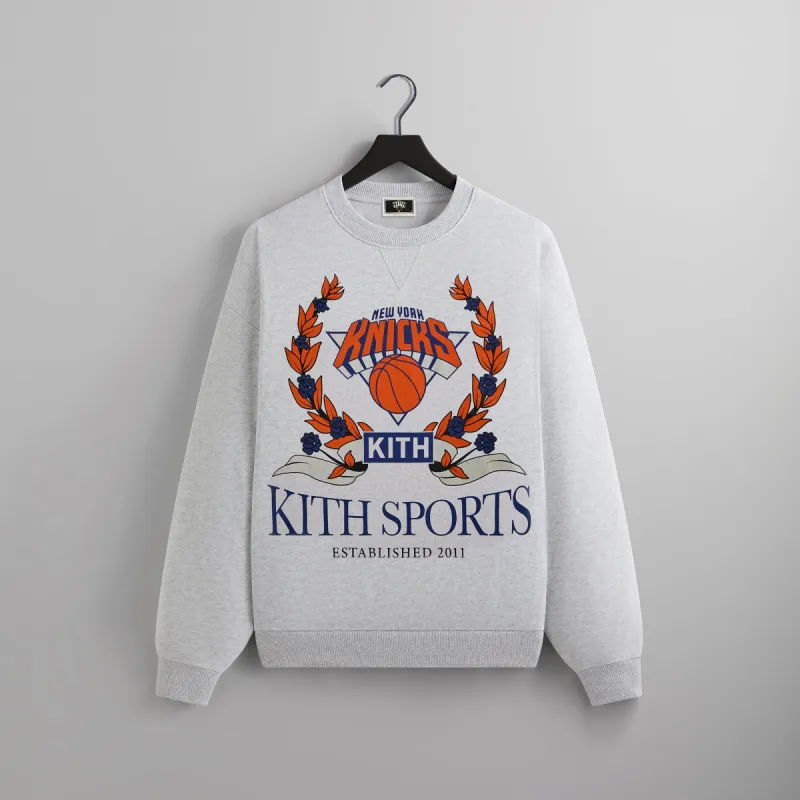Kith for the New York Knicks Laurel Vintage Nelson Crewneck - Light Heather Grey sold by Kith