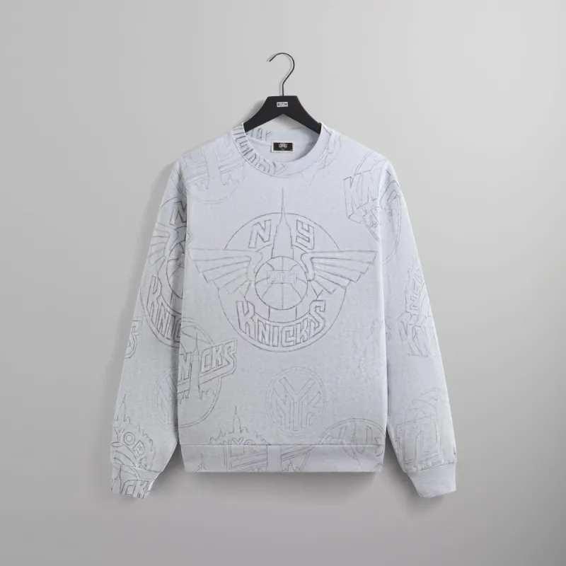 Kith for the New York Knicks Sketched Vintage Nelson Crewneck - Light Heather Grey sold by Kith