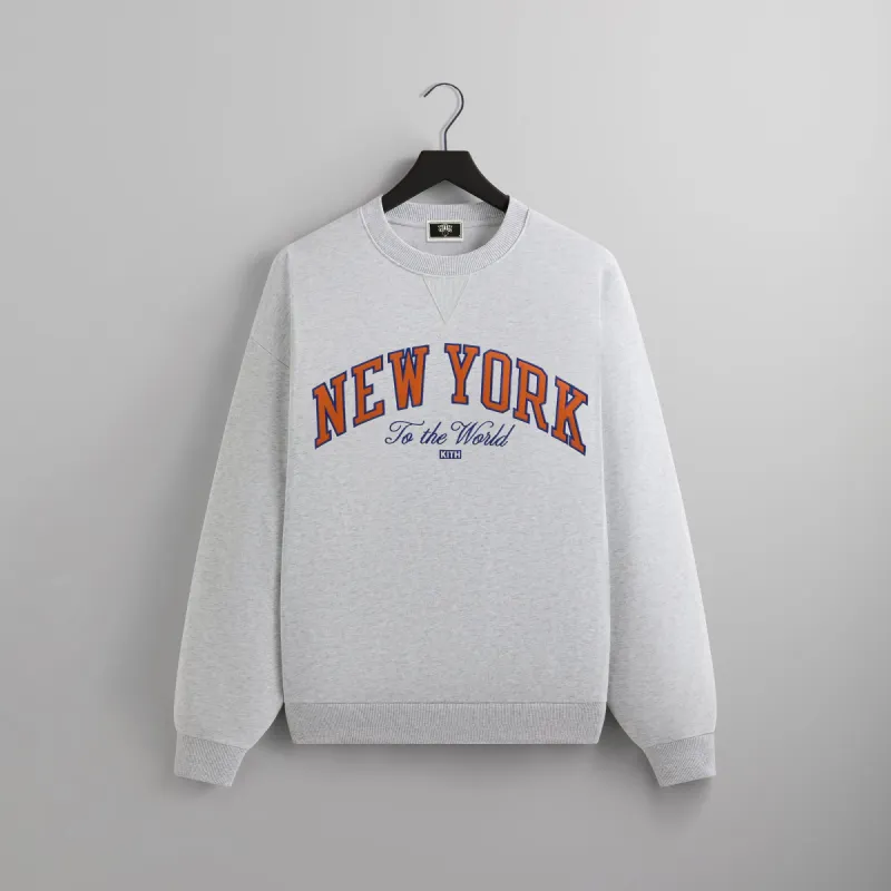 Kith for the New York Knicks Vintage Nelson Crewneck - Light Heather Grey sold by Kith