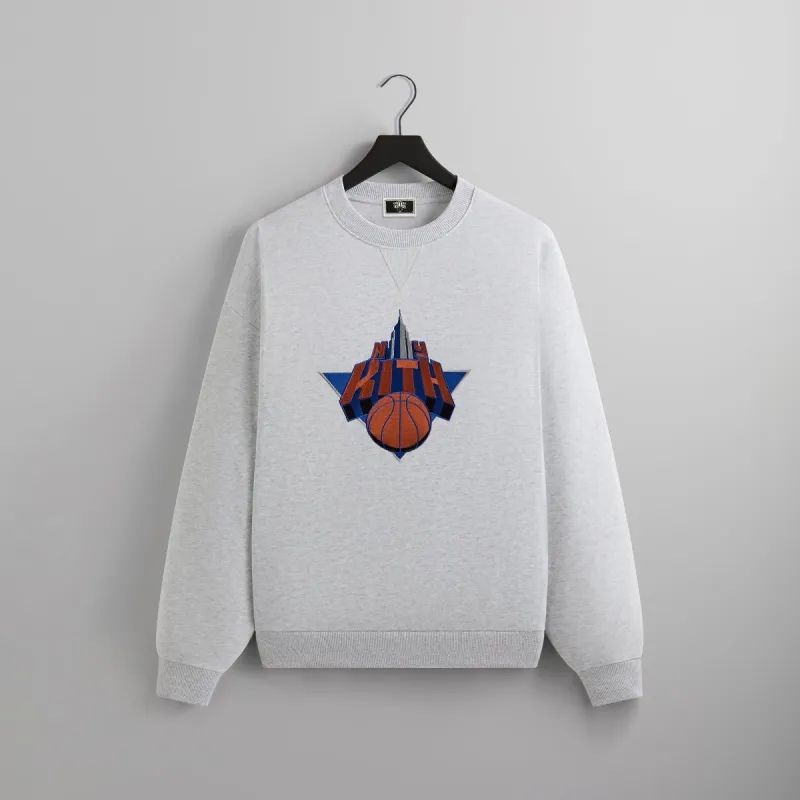 Kith for the New York Knicks Empire Vintage Nelson Crewneck - Light Heather Grey sold by Kith