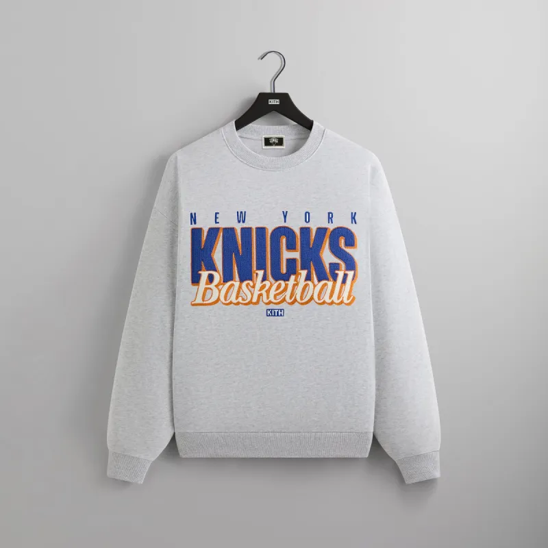 Kith for the New York Knicks Classic Vintage Nelson Crewneck - Light Heather Grey sold by Kith