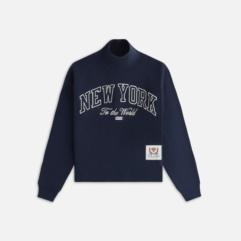 Kith Women for the New York Knicks Striped Interlock Turtleneck - Nocturnal sold by Kith