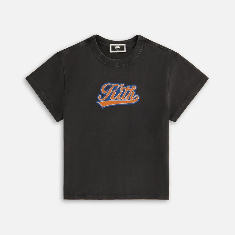 Kith Women for the New York Knicks Script Vintage Mulberry Tee - Black sold by Kith