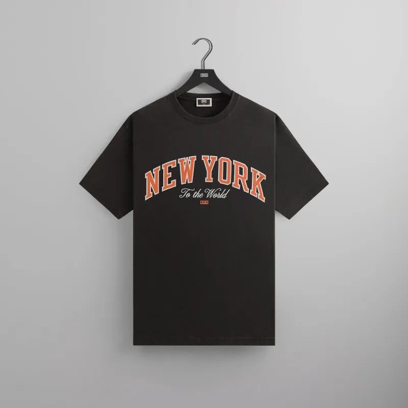 Kith for the New York Knicks New York to the World Vintage Tee - Black sold by Kith