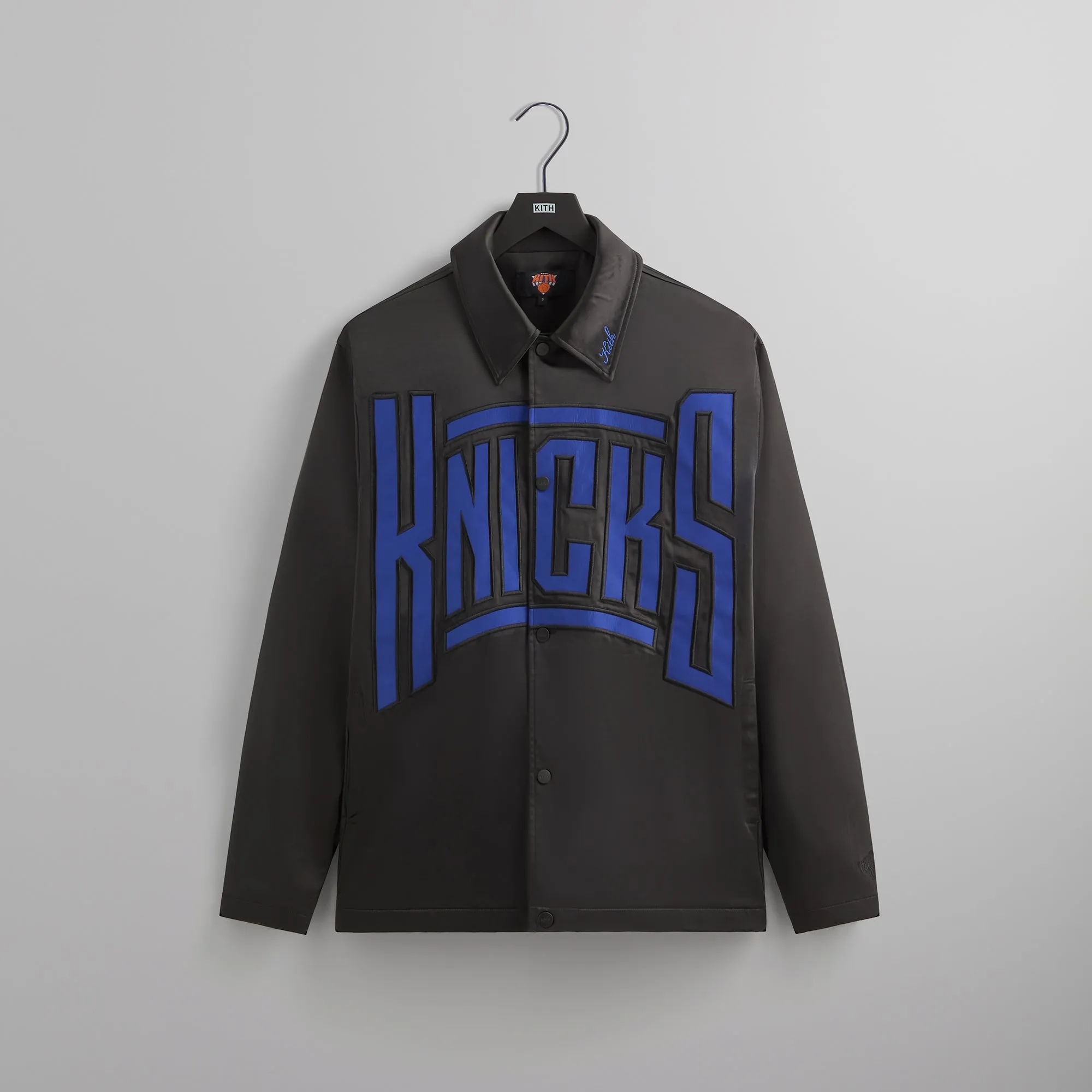 Kith for the New York Knicks Snap Front Coaches Jacket - Black sold by Kith
