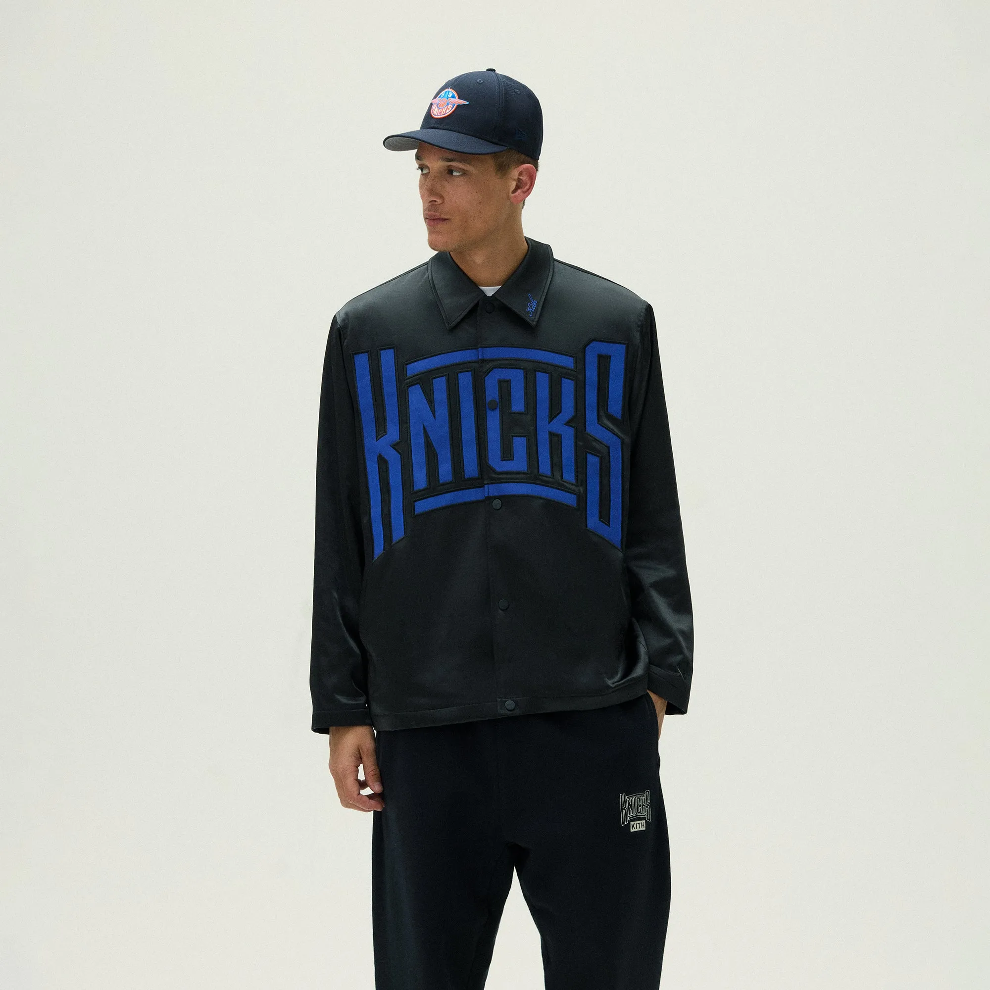 Kith for the New York Knicks Snap Front Coaches Jacket - Black sold by Kith product image thumbnail 2