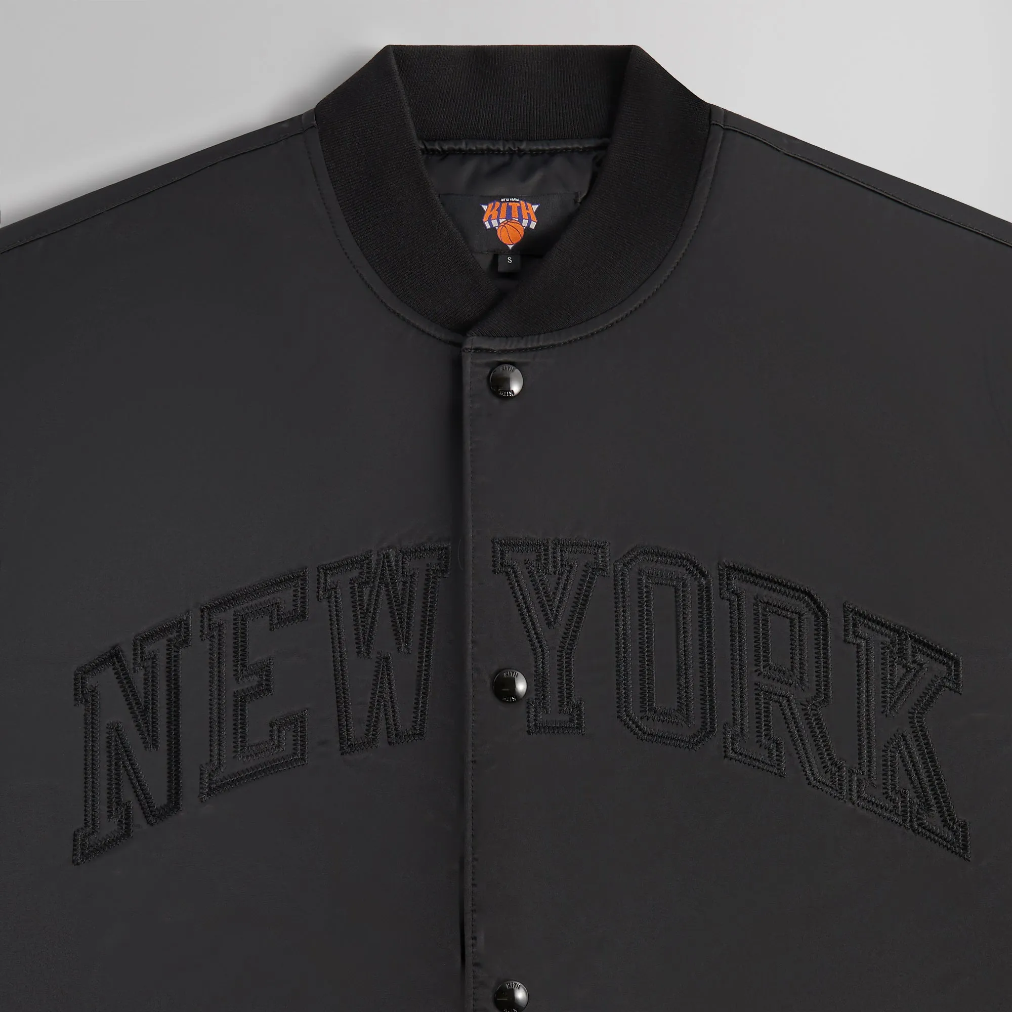 Kith for the New York Knicks Ball Satin Bomber Jacket - Black sold by Kith product image thumbnail 5